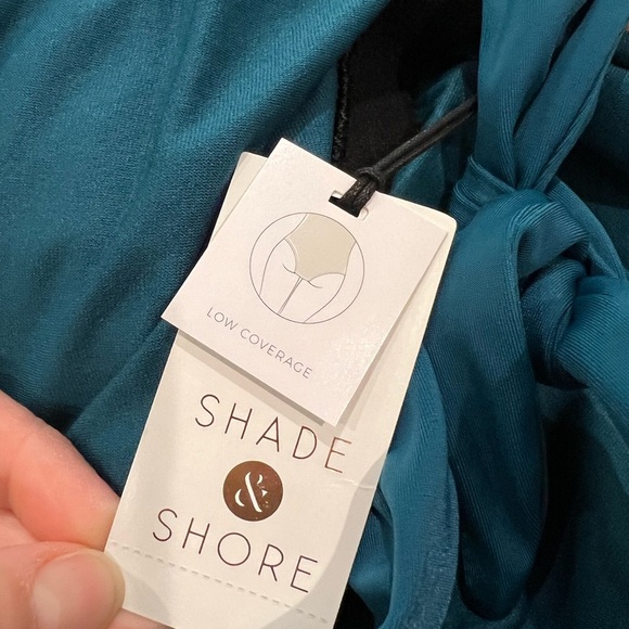 Shade & Shore Teal Once Piece Bathing Suit Size XL Tie Neck and Back - Picture 5 of 13